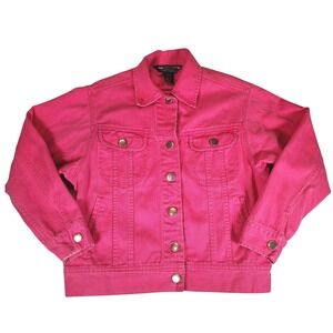Vintage Shaver Lake Denim Jacket Cropped Hot Pink Western Jean Jacket PS